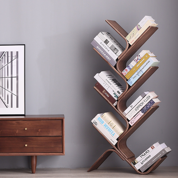 Wooden Designer Bookshelf Modern Corner Bookcase