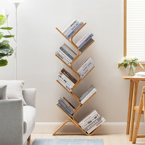 Wooden Designer Bookshelf Modern Corner Bookcase