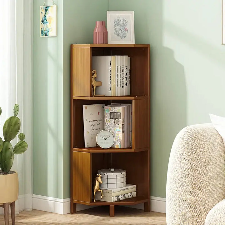 Freestanding Corner Bookcase Display Storage Stand