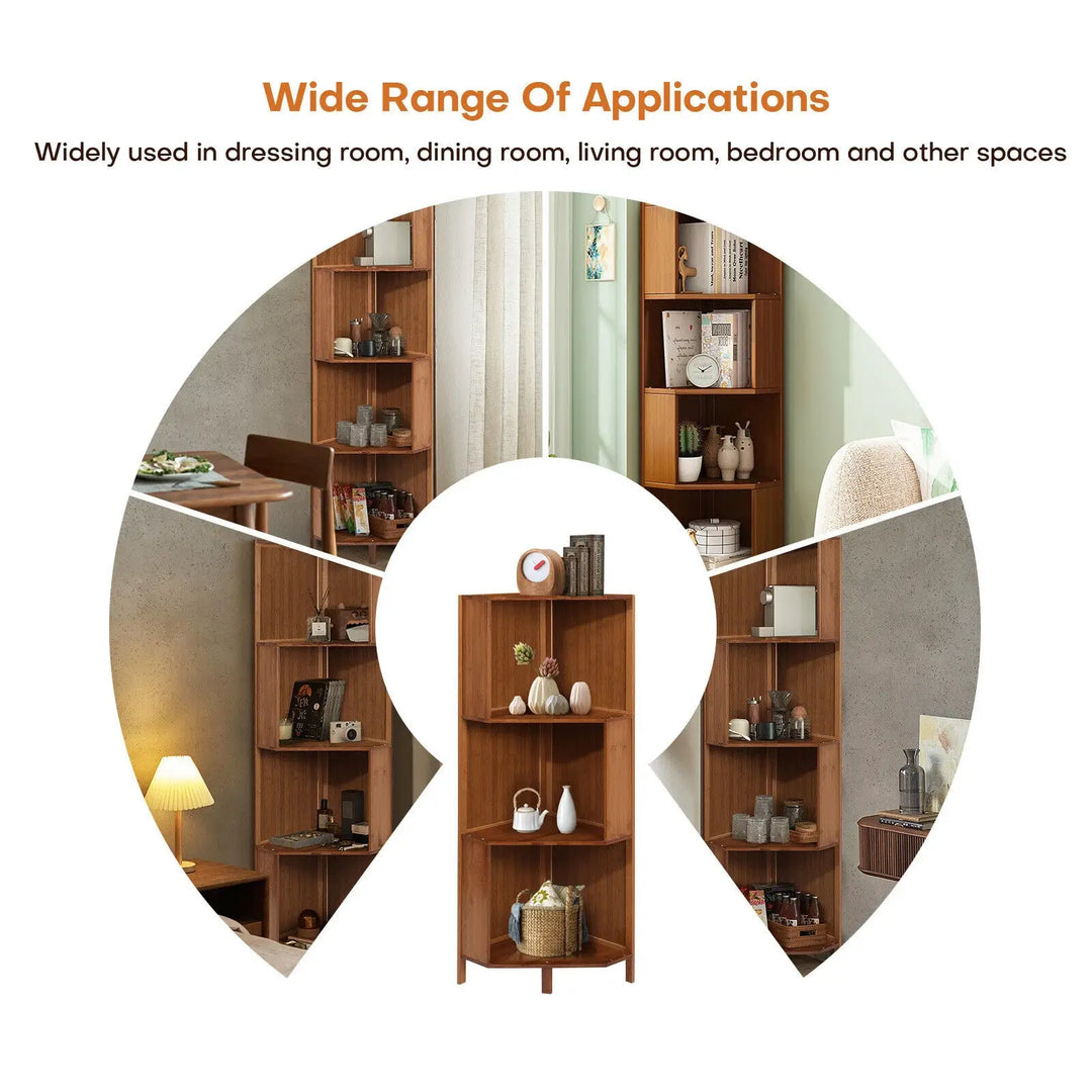 Freestanding Corner Bookcase Display Storage Stand